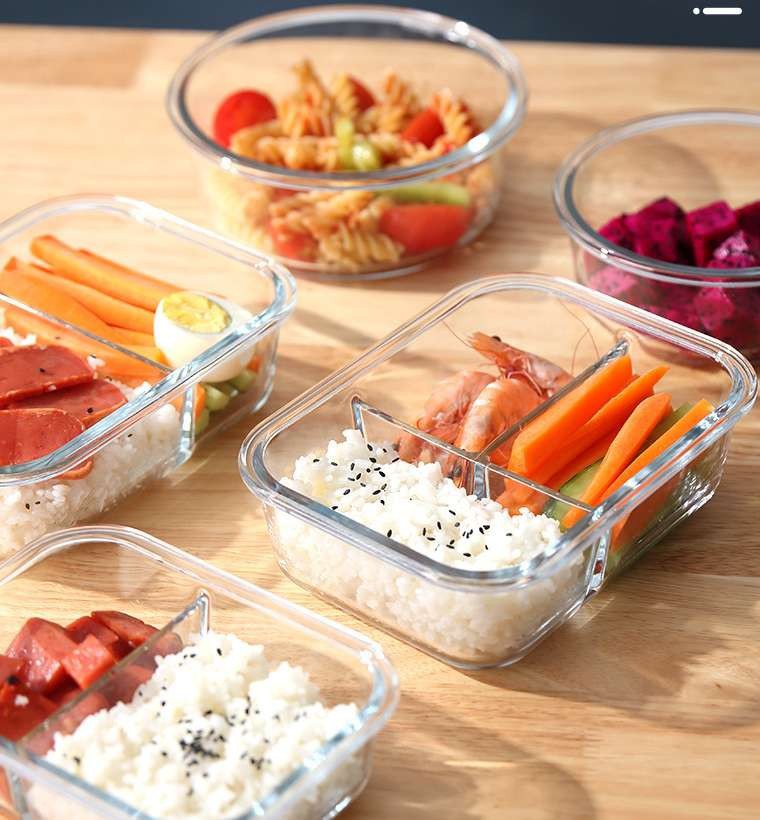Household High Boron Glass Heat Resistant Crisper Delimited Sealed Lunch Box Fruit Bento Box Can Be Microwave Heated