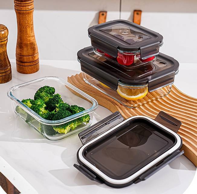 Rectangular Heat-resistant Glass Lunch Box Office Workers Can Enter The Microwave Oven Can Be Heated Bento Box Refrigerator Glass Crisper Box